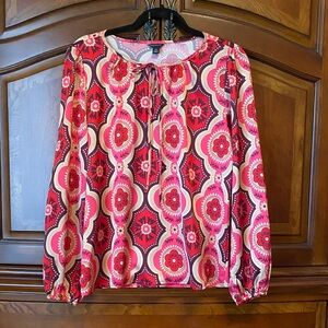 Ann Taylor Vibrant Pink Patterned Women's Top